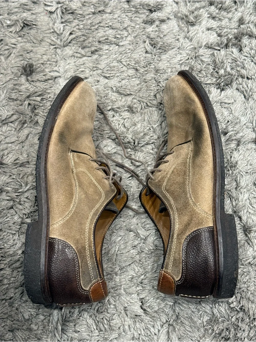 Johnston & Murphy Suade Tan Oxfords Plain Toe Memory Foam Men's Shoes